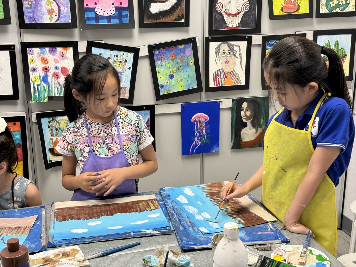 Students presenting and making art